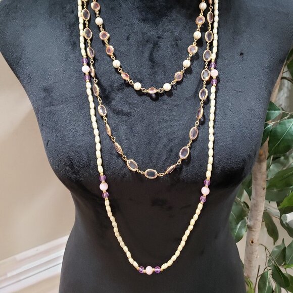 Womens Fashion Multicolor Glass Beaded Long Collar Necklace with Lobster Clasp - Picture 1 of 6